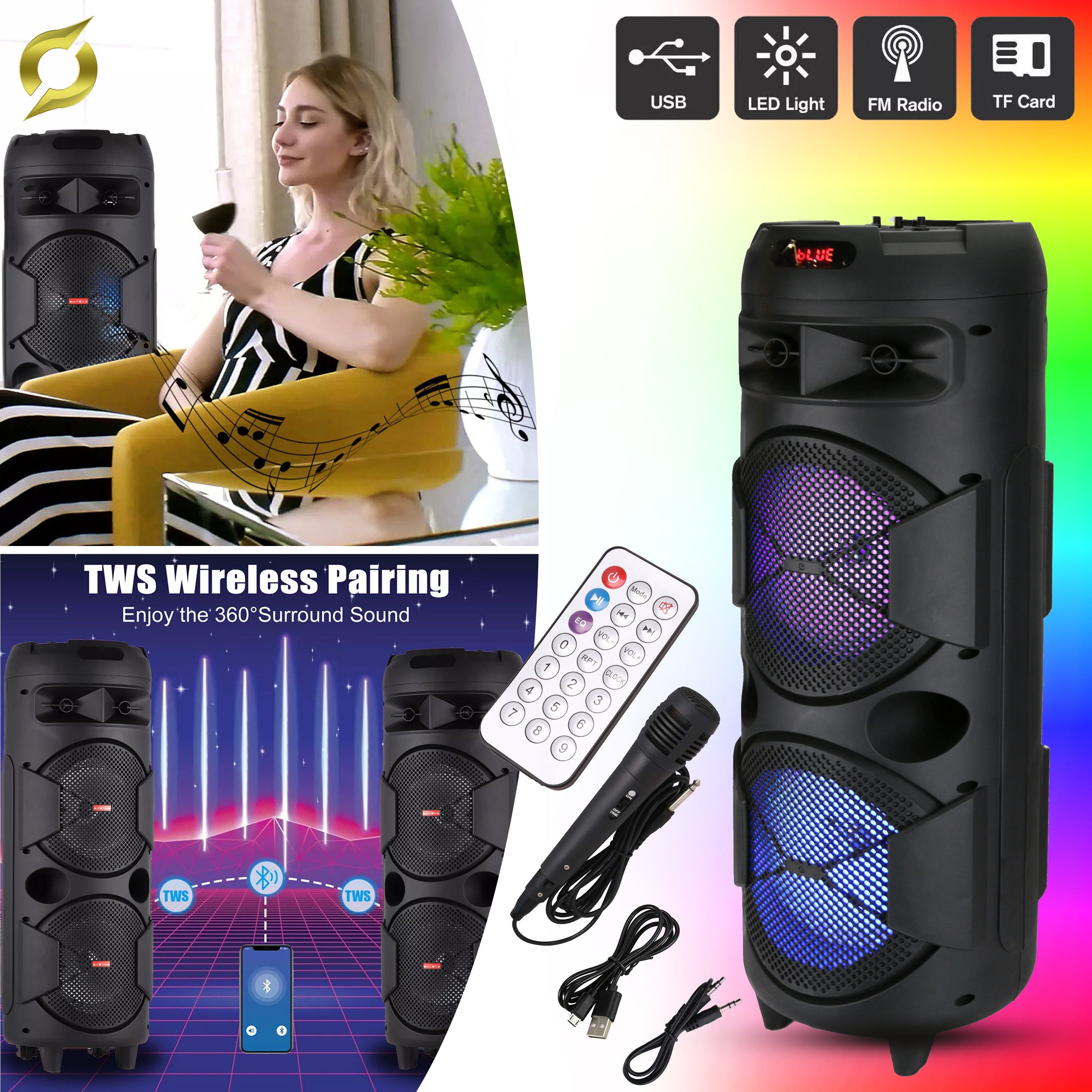 Prijenosni Bluetooth zvučnik |80 CM - Mikrofon besplatno