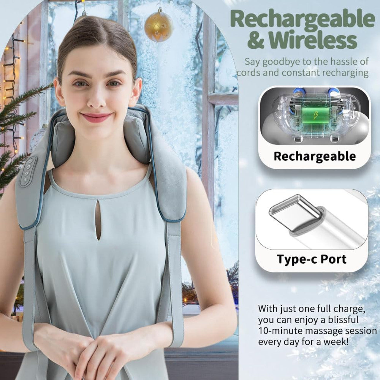 5D BEŽIČNI SHIATSU MASAŽER ZA VRAT I LEĐA