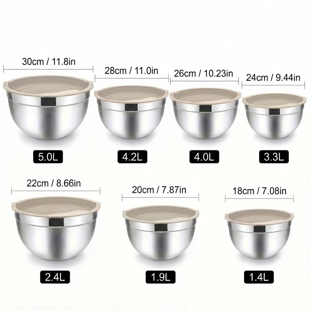 Set od 7 inox zdjela s poklopcima