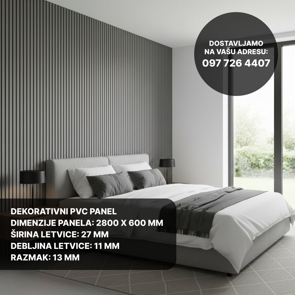 Drveni akustični panel - Sivi hrast - 280 cm