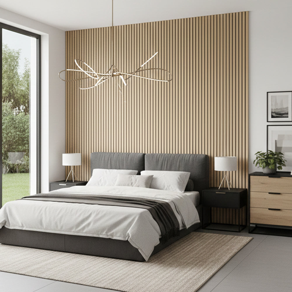 Drveni akustični panel - Svijetli hrast - 280x60 cm