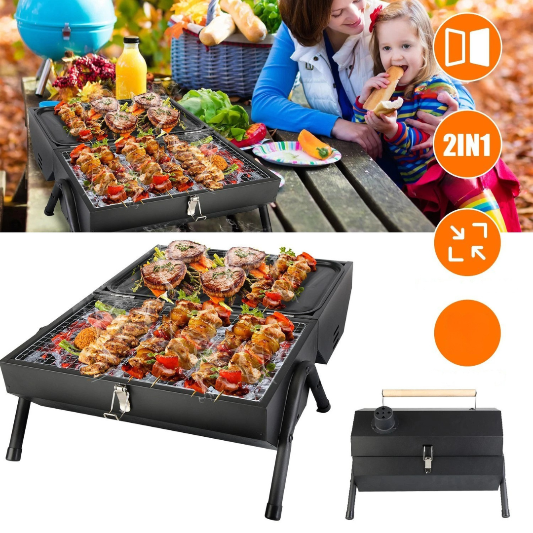 Prenosni Roštilj – Sklopivi 2-u-1 Model sa Poklopcem