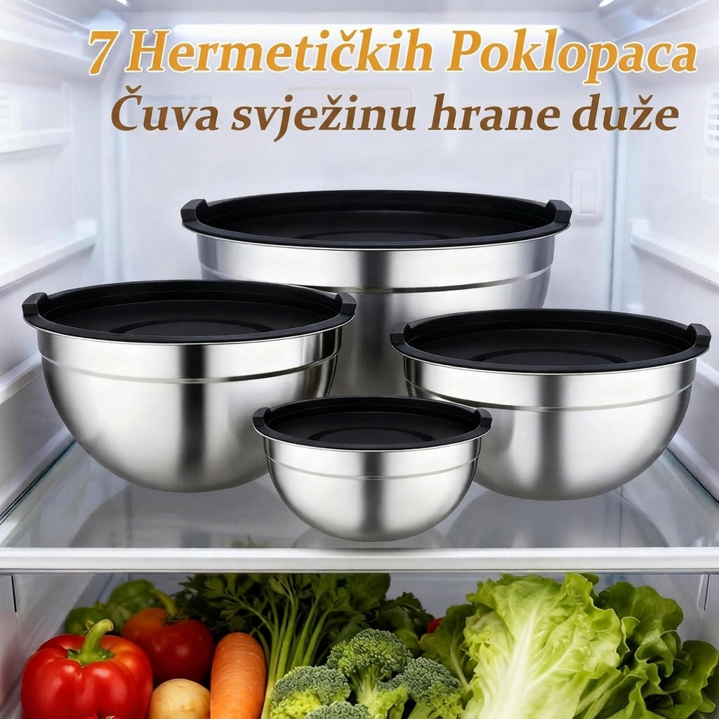 Set inox zdjela s hermetičkim poklopcima