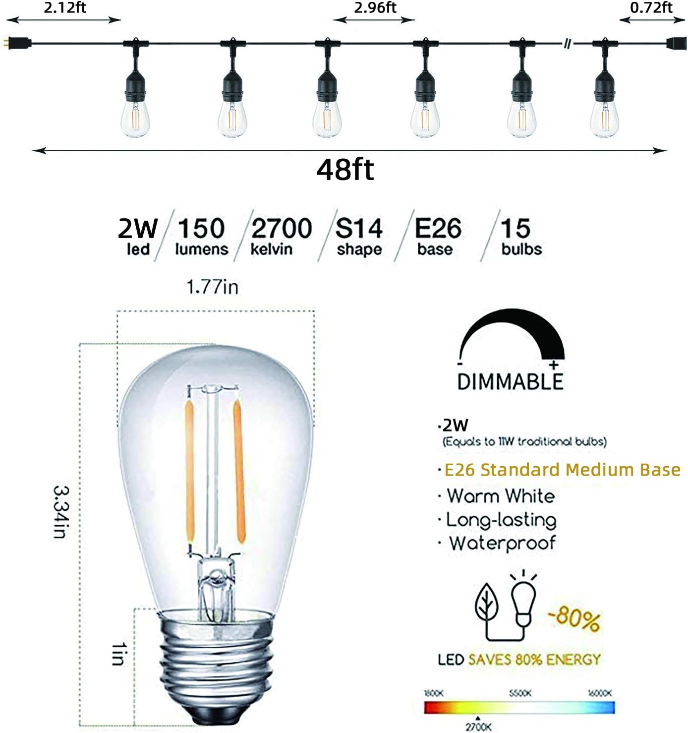 Vanjski Rasvjetni Lanac 10M + 10 Žarulja | LightChain