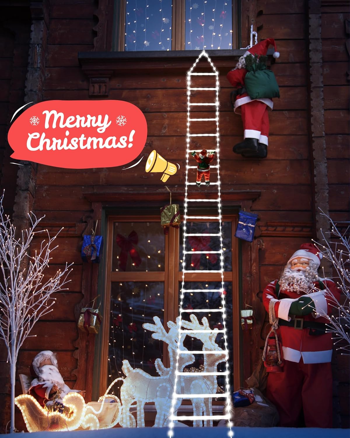 Djed Božićnjak na ljestvama LED