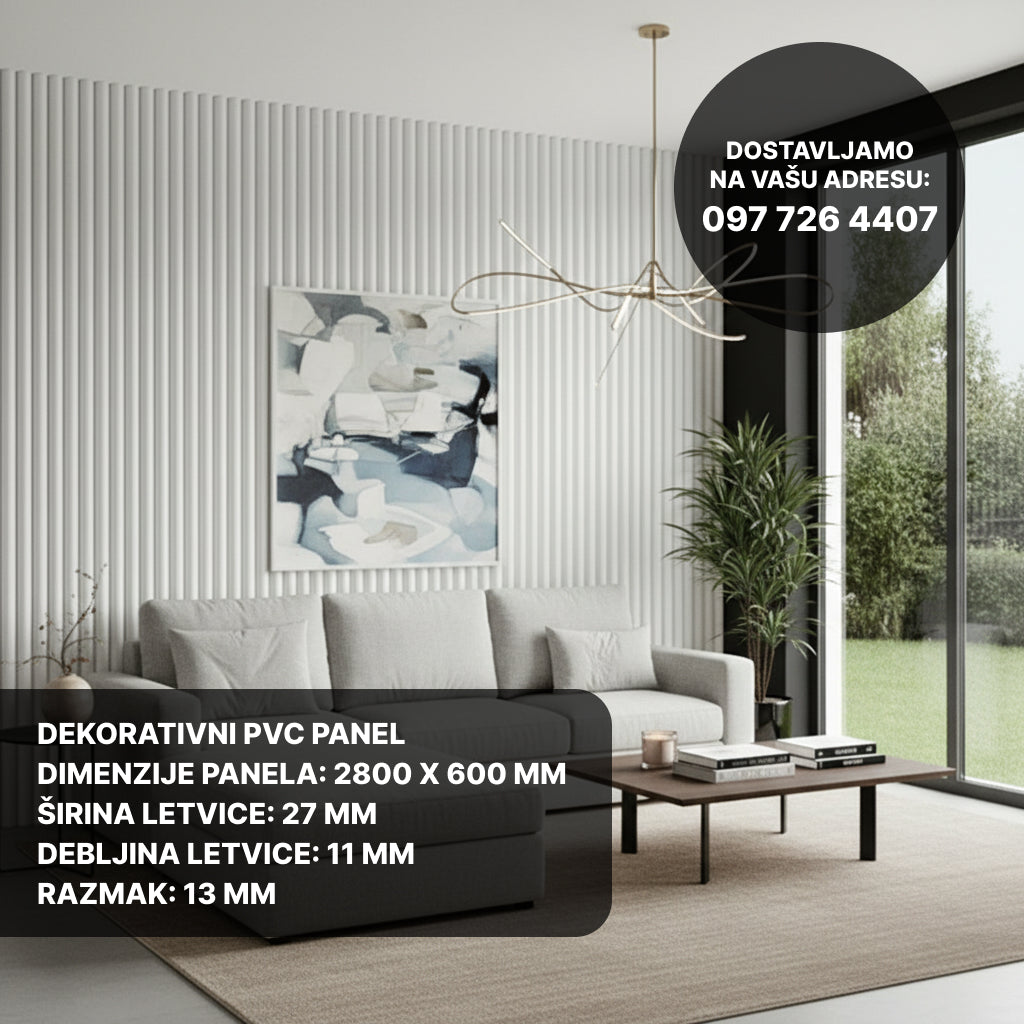 Drveni akustični panel - Bijeli hrast ( 280x60 cm )