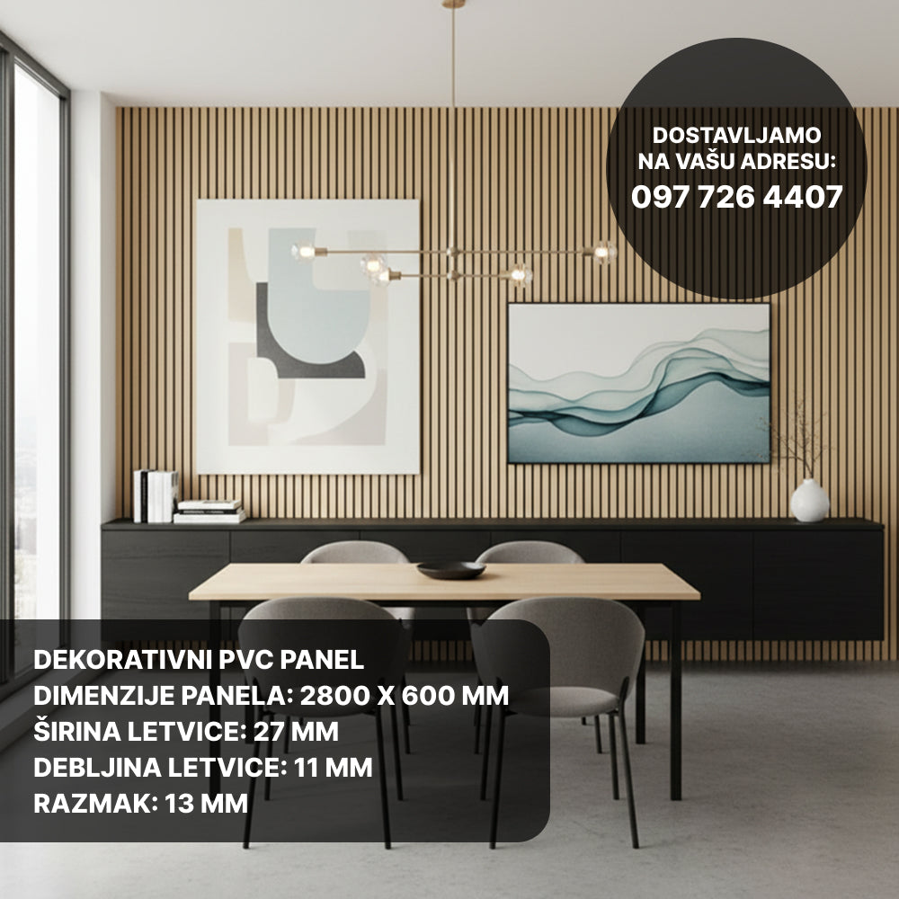 Drveni akustični panel - Svijetli hrast - 280x60 cm