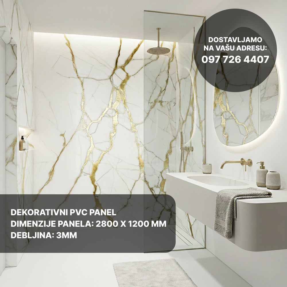 Dekorativni PVC Panel - Zlatni Mramor