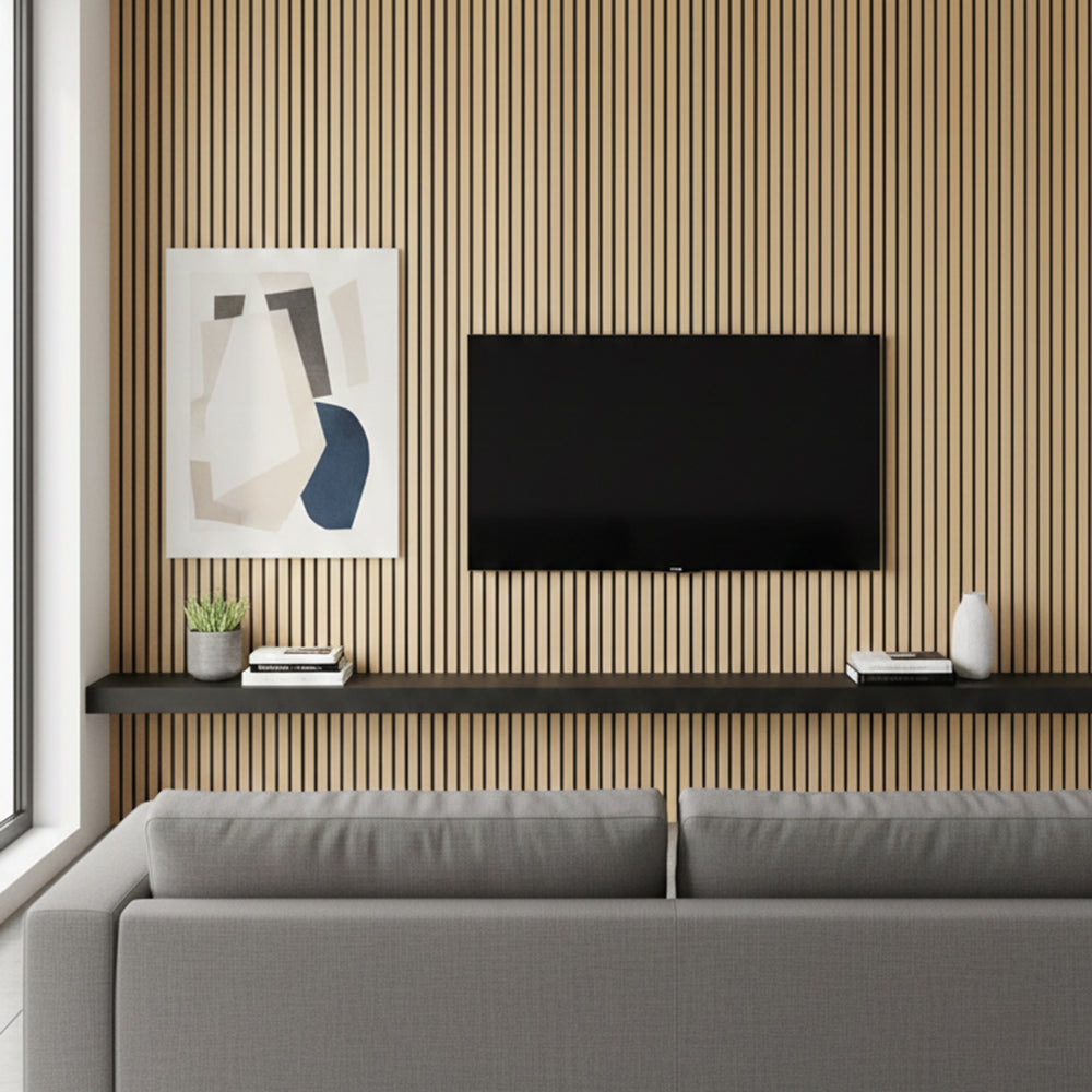 Drveni akustični panel - Svijetli hrast - 280x60 cm